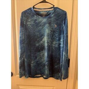 Reel Legends Reel-Tec Men's Patterned Long Sleeve T-Shirt Fishing Size M Blue